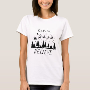 Camiseta Personalizado Cree Trineo de Santa Navidad coincid