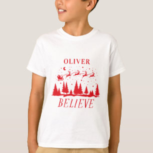 Camiseta Personalizado Cree Trineo de Santa Navidad coincid