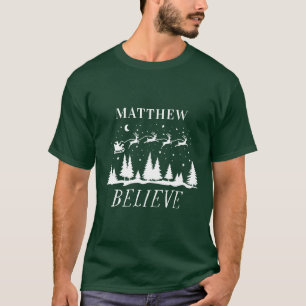 Camiseta Personalizado Cree Trineo de Santa Navidad coincid