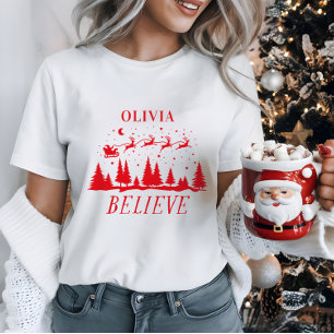 Camiseta Personalizado Cree Trineo de Santa Navidad coincid