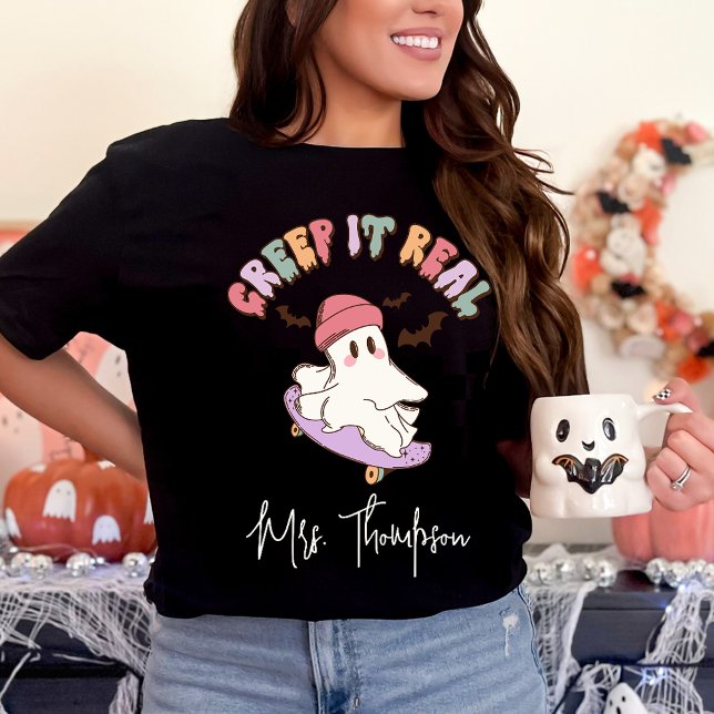 Camiseta Personalizado Creep It Real Skateboarding Ghost Ha (Subido por el creador)