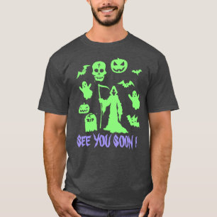 Camiseta Personalizado Creepy Halloween Grim-Reaper nos vem