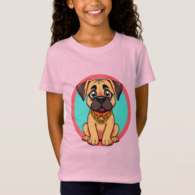 Camiseta Personalizado Cuidadoso Cachorro Con Collar Dorado (Anverso)