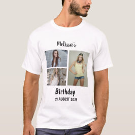 Camiseta Personalizado Cumpleaños 3 Collage de fotos