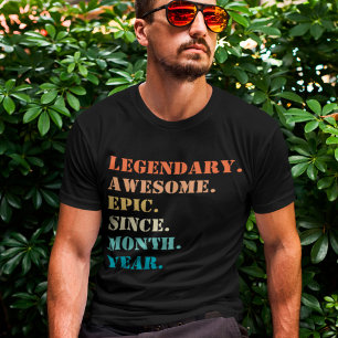 Camiseta Personalizado Cumpleaños Mes Y Año Con Texto Retro