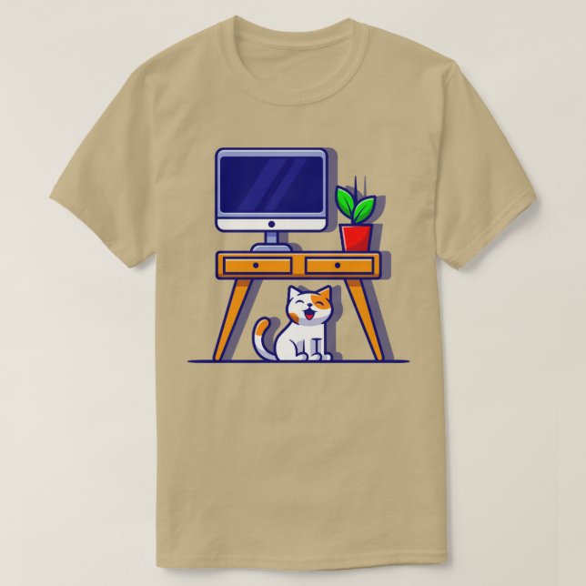 Camiseta Personalizado Cuta Gato Bajo Tabla (Diseño del anverso)