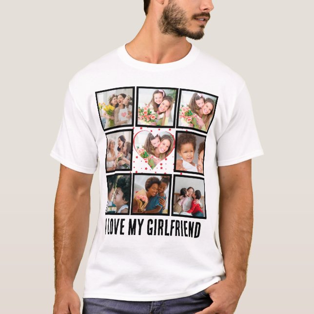Camiseta Personalizado Cute Amo a mi novia 9 collage de fot (Anverso)