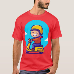 Camiseta Personalizado Cute Boy Riding Scooter