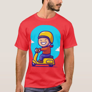 Camiseta Personalizado Cute Boy Riding Scooter