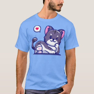 Camiseta Personalizado Cute Cat Lay