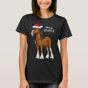 Camiseta Personalizado Cute Clydesdale Borrador de Navidade