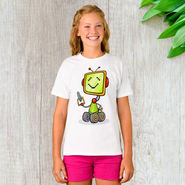 Camiseta Personalizado Cute Retro Robot Divertido AI Tech D (Subido por el creador)
