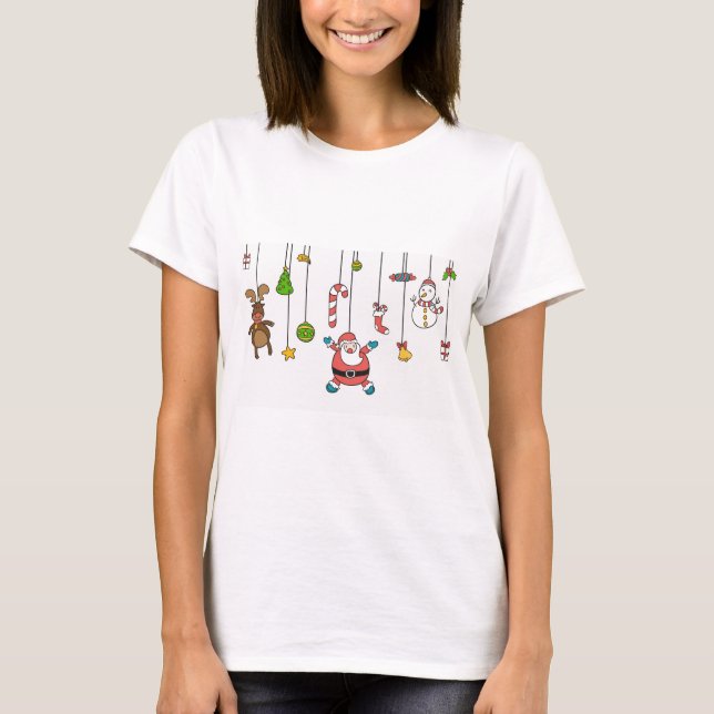 Camiseta Personalizado Cute Santa y amigos Navidades (Anverso)
