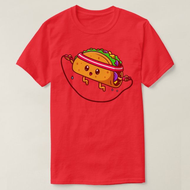 Camiseta Personalizado Cute Taco Jugando Salto Rope (Diseño del anverso)