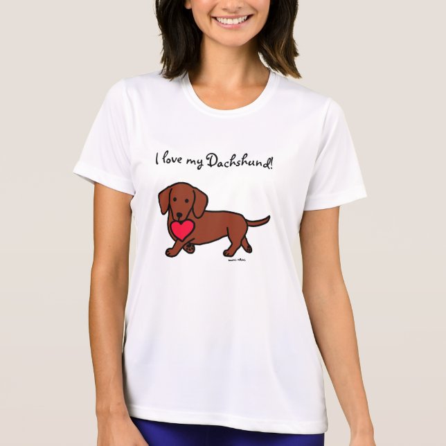 Camiseta Personalizado Dachshund Heart Valentine (Anverso)