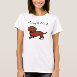 Camiseta Personalizado Dachshund Heart Valentine