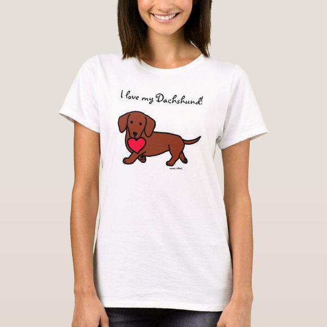 Camiseta Personalizado Dachshund Heart Valentine (Anverso)