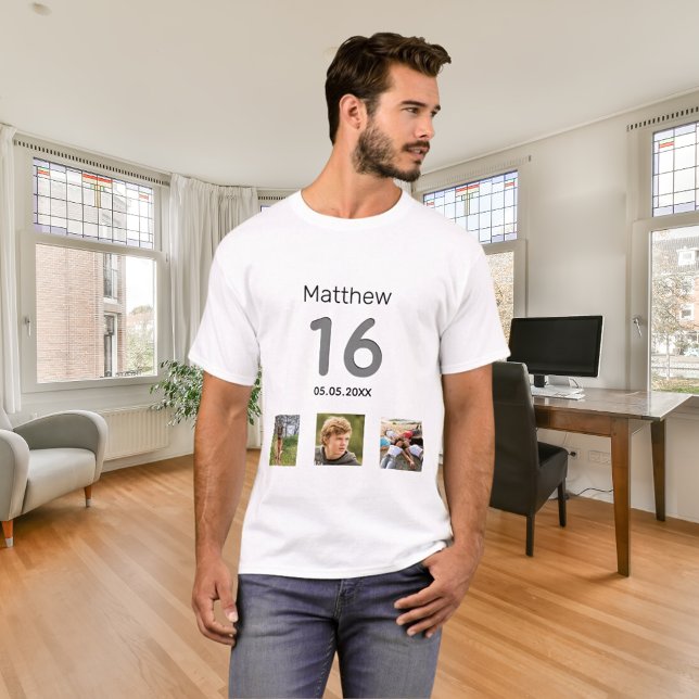Camiseta personalizado de 16 años foto monograma niño (Subido por el creador)