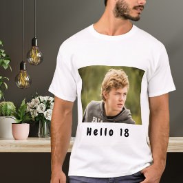 Camiseta personalizado de 18 años foto hola 18 chicos