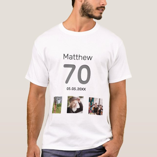 Camiseta personalizado de 70 años de edad monólogo fotográf (Anverso)