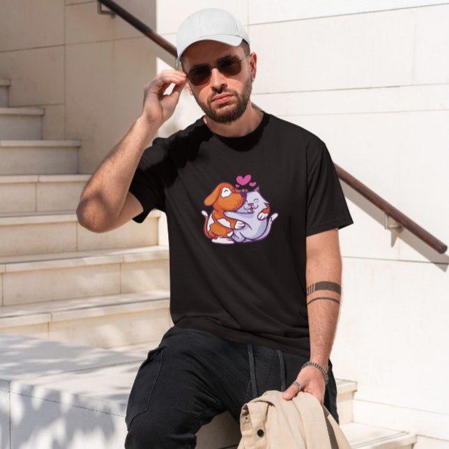 Camiseta Personalizado De Abrazo De Gatos Y Perros (Subido por el creador)