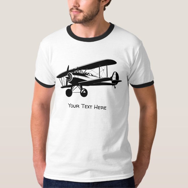 Camiseta Personalizado de Aeronaves de Silueta de Avión Ret (Anverso)
