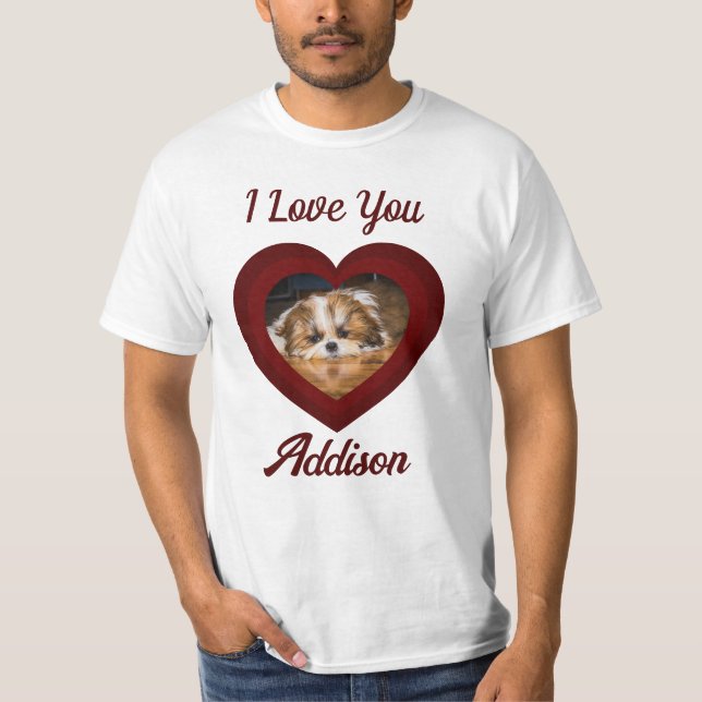 Camiseta Personalizado de amor de San Valentín perro de cor (Anverso)