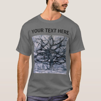 Camiseta Personalizado de árbol gris abstracto de mondrian 