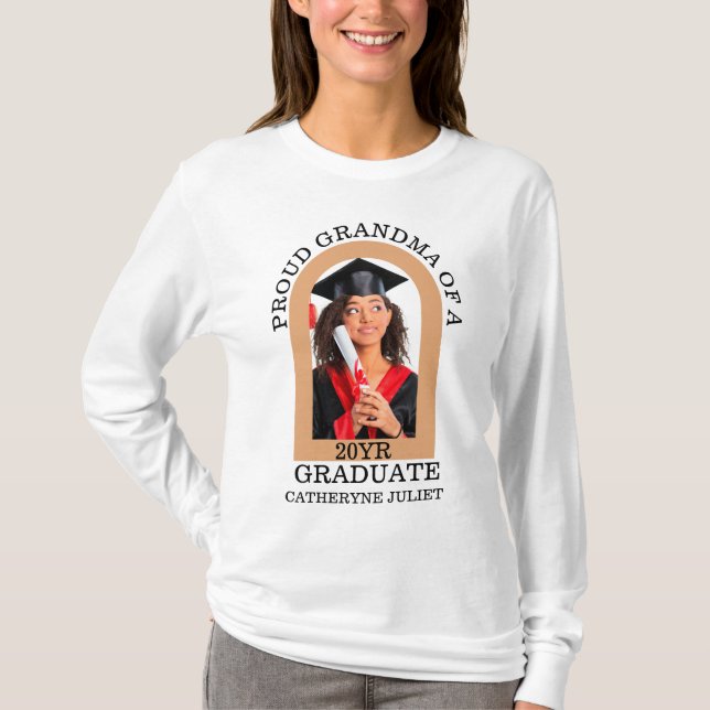 Camiseta Personalizado de Arco Moderno Foto orgullosa abuel (Anverso)