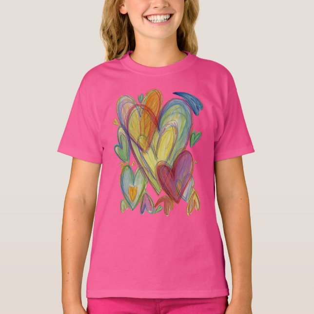 Camiseta Personalizado de arte con corazones amoro (Anverso)