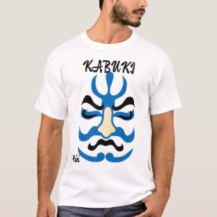 Camiseta Personalizado de arte estético japonés kabuki azul