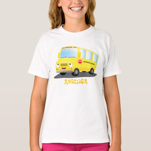 Camiseta Personalizado de autobús escolar alegre y amarillo (Anverso)