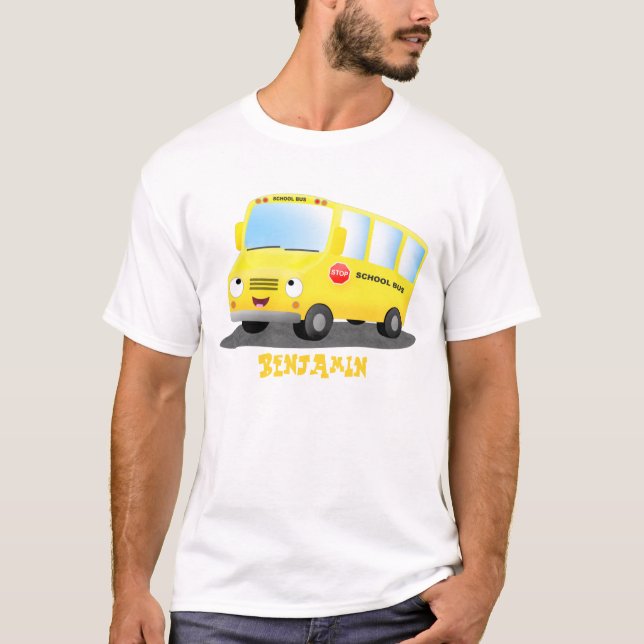 Camiseta Personalizado de autobús escolar alegre y amarillo (Anverso)
