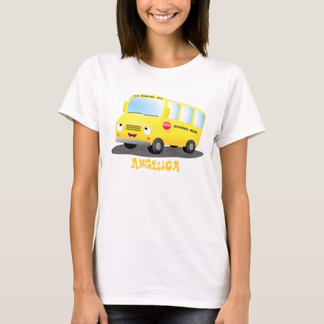 Camiseta Personalizado de autobús escolar alegre y amarillo (Anverso)