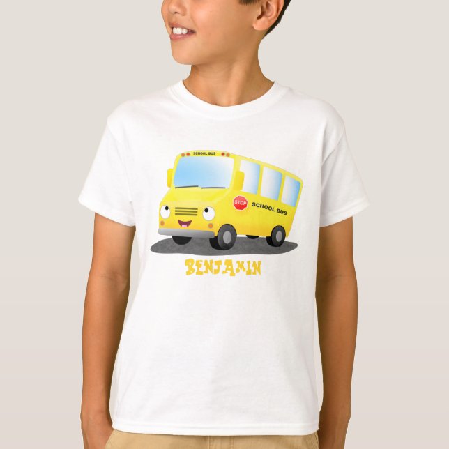 Camiseta Personalizado de autobús escolar alegre y amarillo (Anverso)