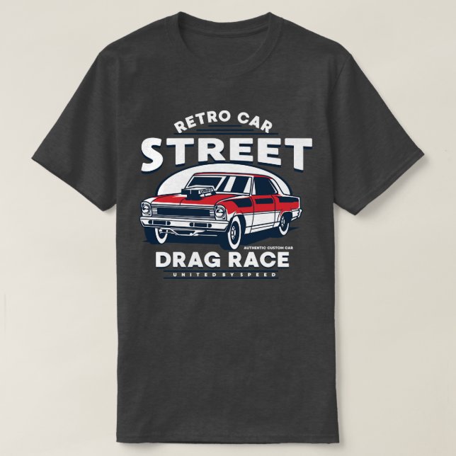 CAMISETA PERSONALIZADO DE AUTOS RETRO DRAG RACE (Diseño del anverso)