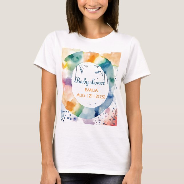 Camiseta Personalizado de Baby Shower de Cute BOHO (Anverso)