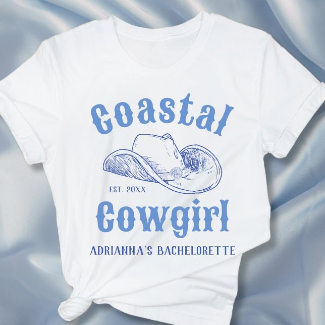 Camiseta Personalizado de bachillerato de playa Coastre Cow (Coastal Cowgirl Beach Bachelorette Custom T-Shirt)