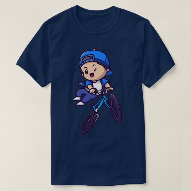 Camiseta Personalizado De Bicicletas De Cute Boy Riding (Diseño del anverso)