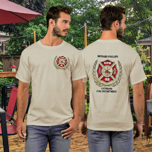 Camiseta Personalizado de bomberos maltés cruzado personali
