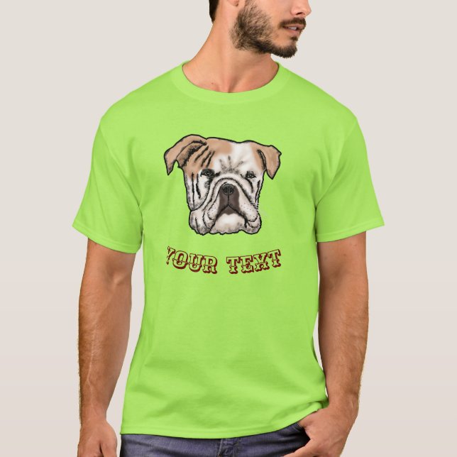 Camiseta Personalizado de bulldog Su texto (Anverso)
