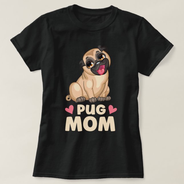 Camiseta Personalizado de cachorro de cachorro de pug de pu (Diseño del anverso)