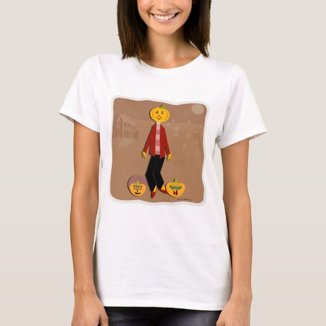 Camiseta Personalizado de calabaza Halloween Cara arte (Anverso)