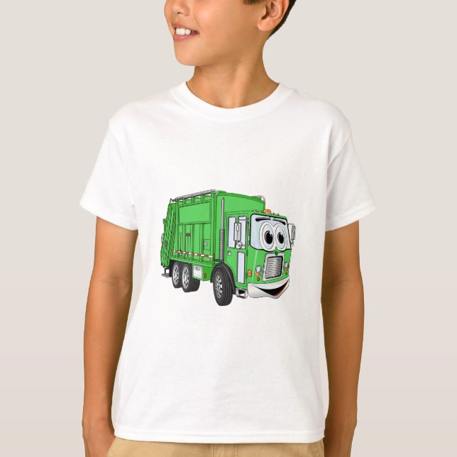 Camiseta Personalizado de camión de basura sonriente verde  (Anverso)