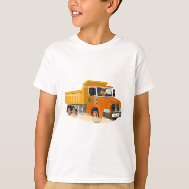 Camiseta Personalizado de camión de volcado amarillo para n (Anverso)