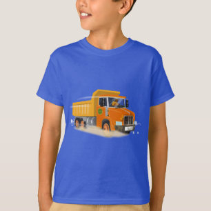 Camiseta Personalizado de camión de volcado amarillo para n
