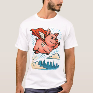Camiseta Personalizado de cerdos de superhéroes voladores