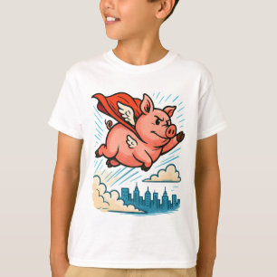 Camiseta Personalizado de cerdos de superhéroes voladores