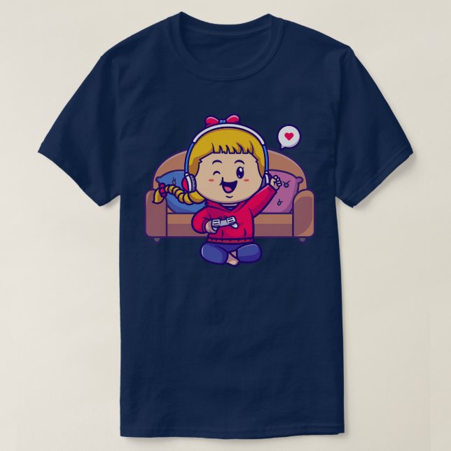 Camiseta Personalizado de Chica Cute Gamer (Diseño del anverso)