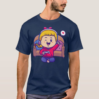 Camiseta Personalizado de Chica Cute Gamer